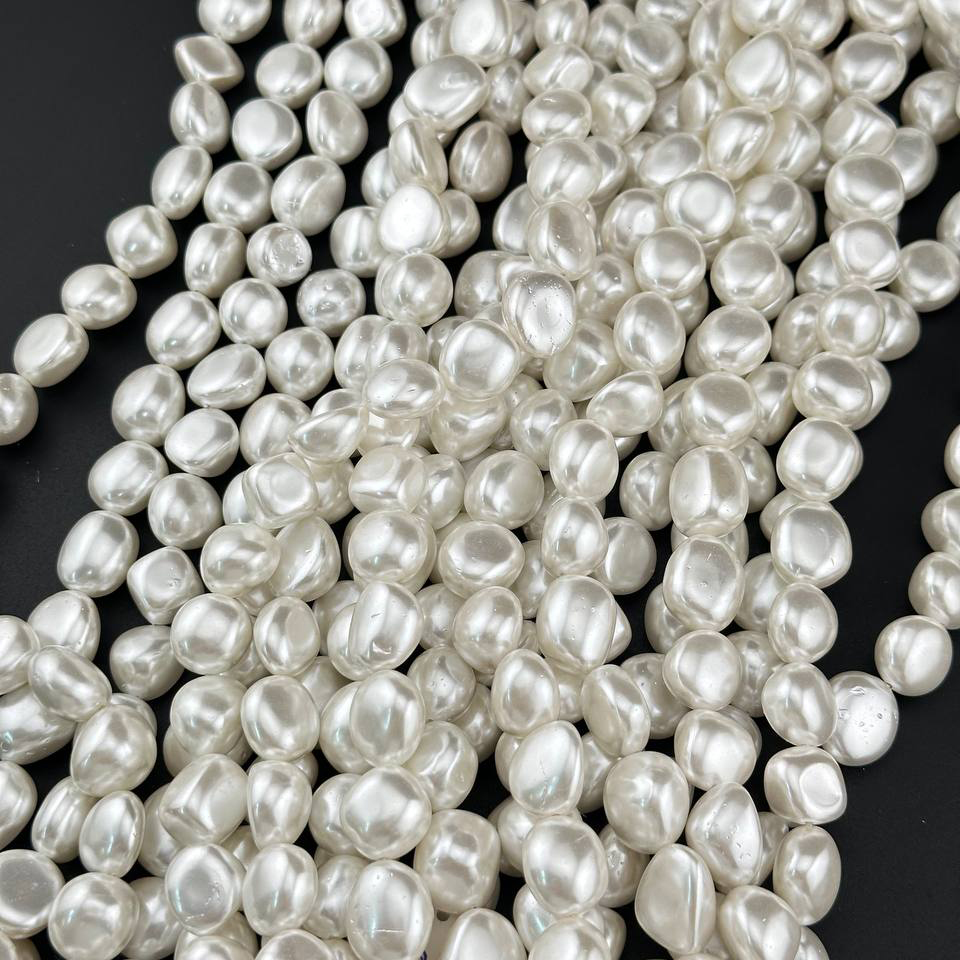 Майорка касуми цвет белый средний размер бусин 13*14мм
